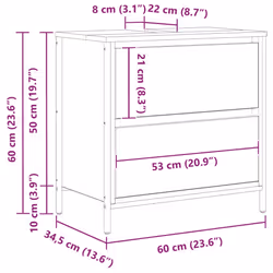 vidaXL Bathroom Basin Cabinet with Drawers Sonoma Oak 60x34.5x60 cm - Additional view 3