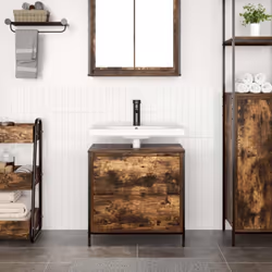 vidaXL Bathroom Basin Cabinet with Drawers Smoked Oak 60x34.5x60 cm - Additional view 2