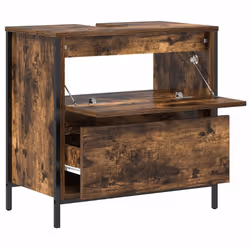vidaXL Bathroom Basin Cabinet with Drawers Smoked Oak 60x34.5x60 cm - Additional view 4
