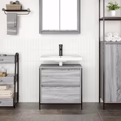 vidaXL Bathroom Basin Cabinet with Drawers Grey Sonoma 60x34.5x60 cm - Additional view 2