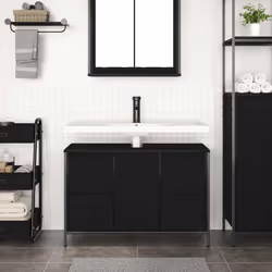 vidaXL Basin Cabinet with Drawers Black Oak 90x34.5x60 cm - Additional view 2