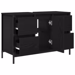 vidaXL Basin Cabinet with Drawers Black Oak 90x34.5x60 cm - Additional view 4