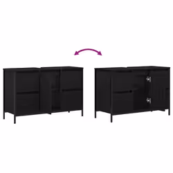 vidaXL Basin Cabinet with Drawers Black Oak 90x34.5x60 cm - Additional view 9