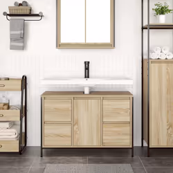 vidaXL Basin Cabinet with Drawers Sonoma Oak 90x34.5x60 cm - Additional view 2
