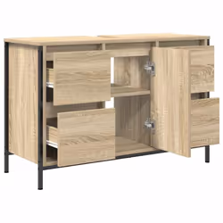 vidaXL Basin Cabinet with Drawers Sonoma Oak 90x34.5x60 cm - Additional view 4