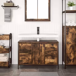 vidaXL Basin Cabinet with Drawers Smoked Oak 90x34.5x60 cm - Additional view 2