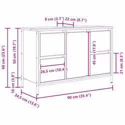 vidaXL Basin Cabinet with Drawers Smoked Oak 90x34.5x60 cm - Additional view 3