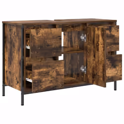 vidaXL Basin Cabinet with Drawers Smoked Oak 90x34.5x60 cm - Additional view 4