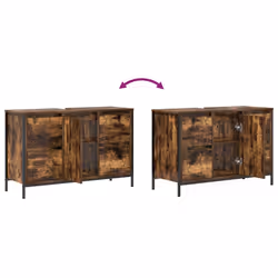 vidaXL Basin Cabinet with Drawers Smoked Oak 90x34.5x60 cm - Additional view 9