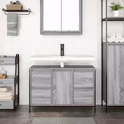 vidaXL Basin Cabinet with Drawers Grey Sonoma 90x34.5x60 cm - Additional view 2