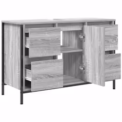 vidaXL Basin Cabinet with Drawers Grey Sonoma 90x34.5x60 cm - Additional view 4