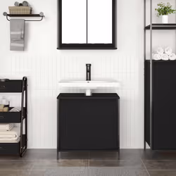 vidaXL Bathroom Basin Cabinet Smoked Oak 60x34.5x60 cm bathroom sink cabinet - black