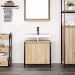 vidaXL Bathroom Basin Cabinet Smoked Oak 60x34.5x60 cm bathroom sink cabinet - sonoma oak - Additional view 2