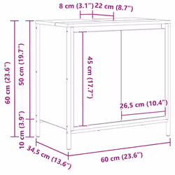 vidaXL Bathroom Basin Cabinet Smoked Oak 60x34.5x60 cm bathroom sink cabinet - sonoma oak - Additional view 3
