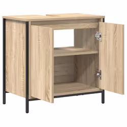 vidaXL Bathroom Basin Cabinet Smoked Oak 60x34.5x60 cm bathroom sink cabinet - sonoma oak - Additional view 4