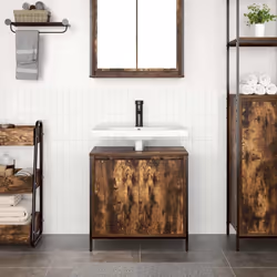 vidaXL Bathroom Basin Cabinet Smoked Oak 60x34.5x60 cm bathroom sink cabinet - smoked oak - Additional view 2