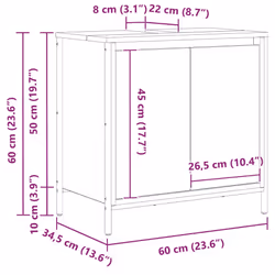 vidaXL Bathroom Basin Cabinet Smoked Oak 60x34.5x60 cm bathroom sink cabinet - smoked oak - Additional view 3