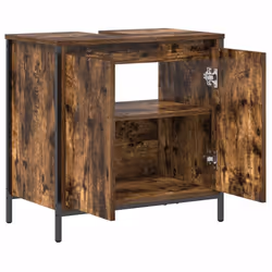 vidaXL Bathroom Basin Cabinet Smoked Oak 60x34.5x60 cm bathroom sink cabinet - smoked oak - Additional view 4