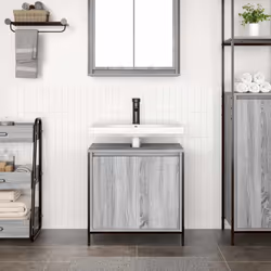 vidaXL Bathroom Basin Cabinet Smoked Oak 60x34.5x60 cm bathroom sink cabinet - grey sonoma - Additional view 2