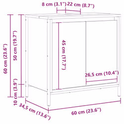 vidaXL Bathroom Basin Cabinet Smoked Oak 60x34.5x60 cm bathroom sink cabinet - grey sonoma - Additional view 3