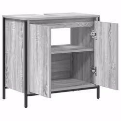 vidaXL Bathroom Basin Cabinet Smoked Oak 60x34.5x60 cm bathroom sink cabinet - grey sonoma - Additional view 4