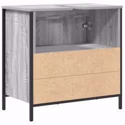 vidaXL Bathroom Basin Cabinet Smoked Oak 60x34.5x60 cm bathroom sink cabinet - grey sonoma - Additional view 7