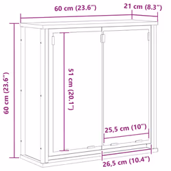 vidaXL Bathroom Wall Cabinet with Mirror Sonoma Oak 60x21x60 cm