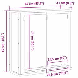 vidaXL Bathroom Wall Cabinet with Mirror Grey Sonoma 60x21x60 cm
