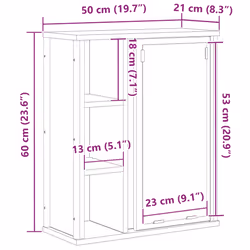 vidaXL Bathroom Wall Cabinet with Mirror Black Oak 50x21x60 cm