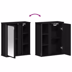 vidaXL Bathroom Wall Cabinet with Mirror Black Oak 50x21x60 cm - Additional view 8