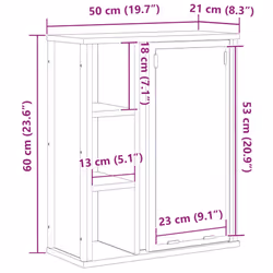 vidaXL Bathroom Wall Cabinet with Mirror Sonoma Oak 50x21x60 cm