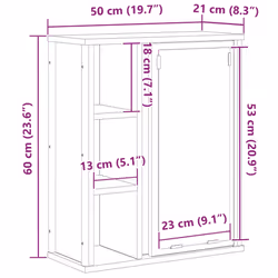 vidaXL Bathroom Wall Cabinet with Mirror Smoked Oak 50x21x60 cm