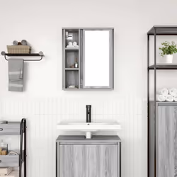 vidaXL Bathroom Wall Cabinet with Mirror Grey Sonoma 50x21x60 cm