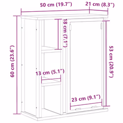 vidaXL Bathroom Wall Cabinet with Mirror Grey Sonoma 50x21x60 cm