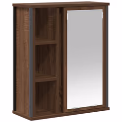 vidaXL Bathroom Wall Cabinet with Mirror Brown Oak 50x21x60 cm