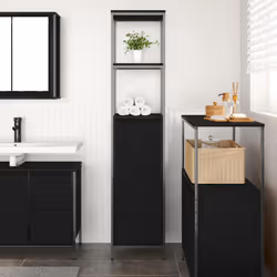 vidaXL Bathroom Cabinet with Shelves Black Oak 36x35x165 cm - Additional view 2