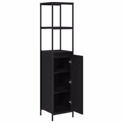 vidaXL Bathroom Cabinet with Shelves Black Oak 36x35x165 cm - Additional view 4