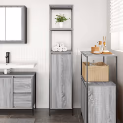 vidaXL Bathroom Cabinet with Shelves Grey Sonoma 36x35x165 cm - Additional view 2
