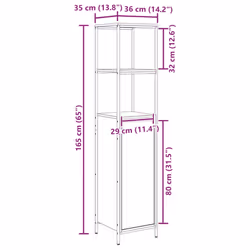 vidaXL Bathroom Cabinet with Shelves Grey Sonoma 36x35x165 cm - Additional view 3