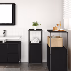 vidaXL Bathroom Cabinet with Shelves Black Oak 36x35x95 cm - Additional view 2