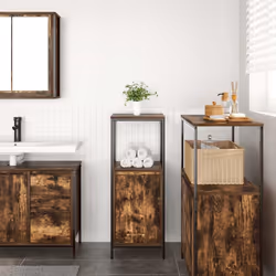 vidaXL Bathroom Cabinet with Shelves Smoked Oak 36x35x95 cm - Additional view 2