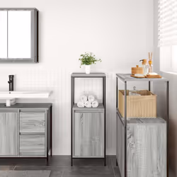 vidaXL Bathroom Cabinet with Shelves Grey Sonoma 36x35x95 cm - Additional view 2