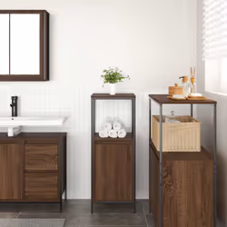 vidaXL Bathroom Cabinet with Shelves Brown Oak 36x35x95 cm - Additional view 2