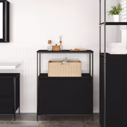 vidaXL Bathroom Cabinet with Shelves Black Oak 76.5x35x95 cm - Additional view 2