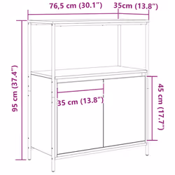 vidaXL Bathroom Cabinet with Shelves Black Oak 76.5x35x95 cm - Additional view 3