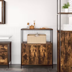 vidaXL Bathroom Cabinet with Shelves Smoked Oak 76.5x35x95 cm - Additional view 2
