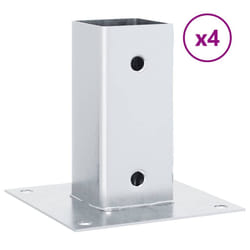vidaXL Post Bases Square 4 pcs Silver 61x61 mm Galvanised Steel
