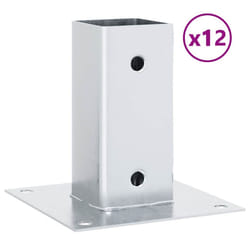 vidaXL Post Bases Square 12 pcs Silver 71x71 mm Galvanised Steel