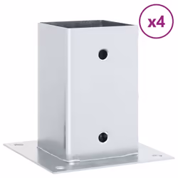 vidaXL Post Bases Square 4 pcs Silver 81x81 mm Galvanised Steel