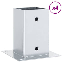 vidaXL Post Bases Square 4 pcs Silver 81x81 mm Galvanised Steel